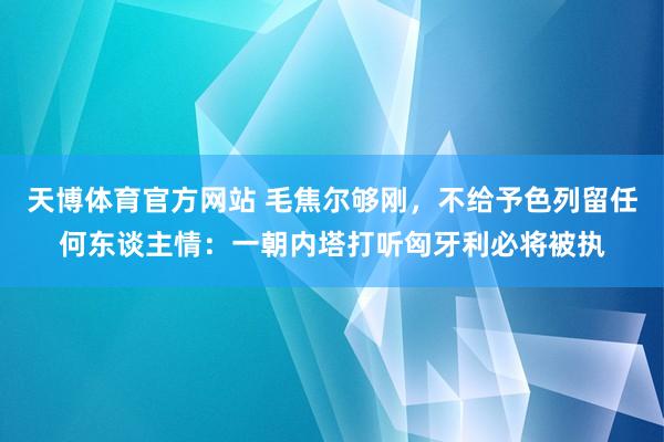 天博体育官方网站 毛焦尔够刚，不给予色列留任何东谈主情：一朝内塔打听匈牙利必将被执