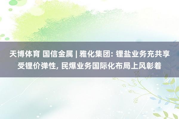 天博体育 国信金属 | 雅化集团: 锂盐业务充共享受锂价弹性, 民爆业务国际化布局上风彰着